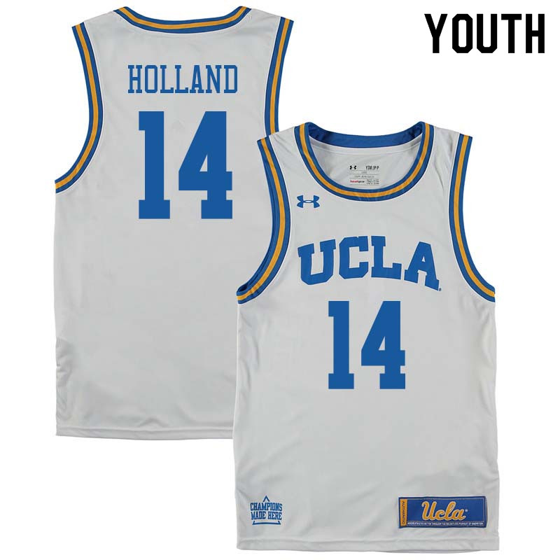 Youth #14 Brad Holland UCLA Bruins College Basketball Jerseys Sale-White - Click Image to Close